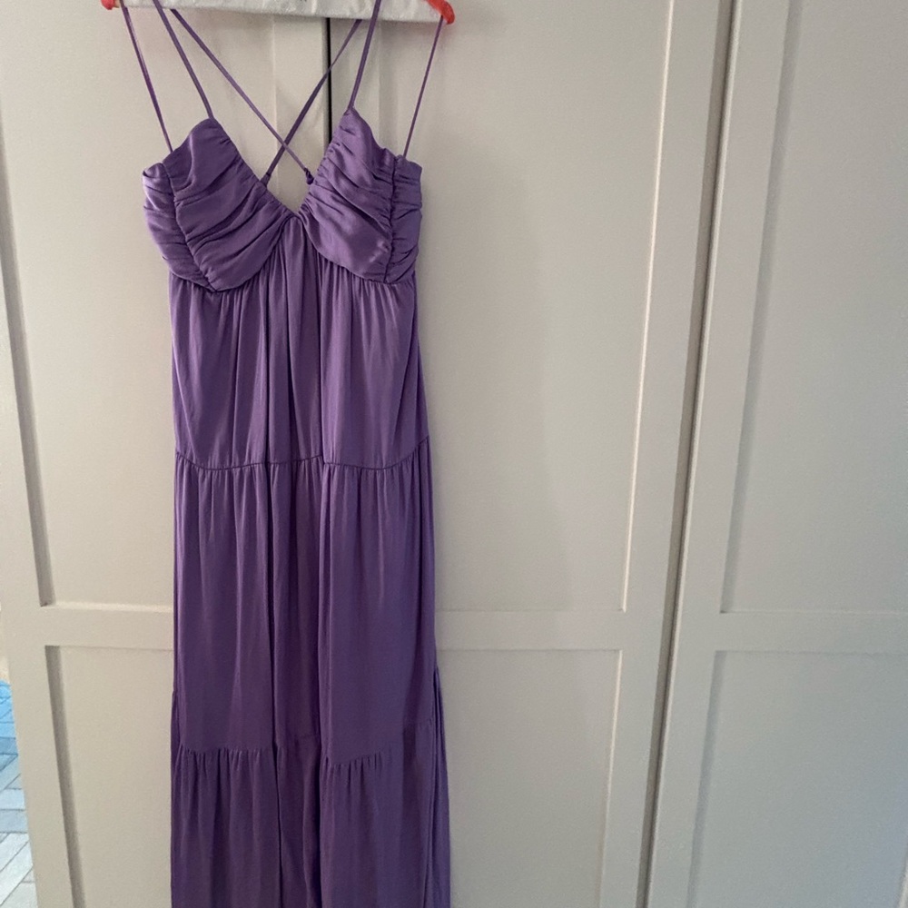 Mango Lavender Purple Maxi Dress with Spaghetti Straps